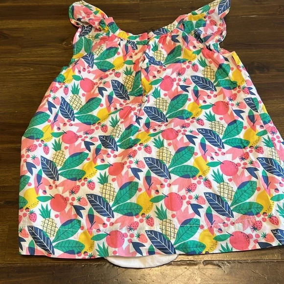 Gap Baby Girl Dress Cotton Fruits Fun Tropical 12-18 months Strawberry Pineapple - Picture 5 of 7